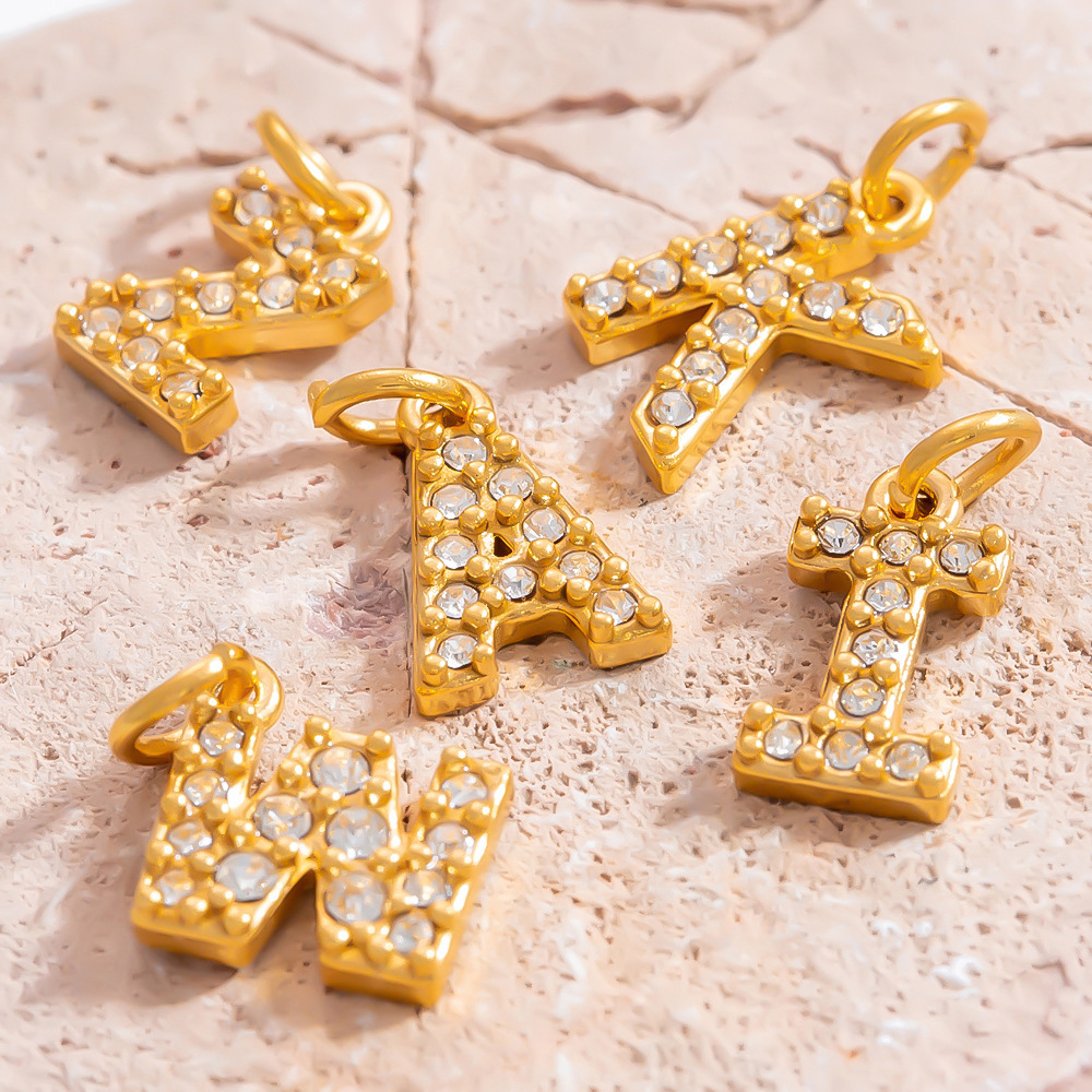 Letter Pattern All Seasons Season 1 Piece 304 Stainless Steel PVD Coated Real Gold Plated Letter Pendant DIY Jewelry Accessories