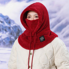 毛绒围脖口罩一体帽子女冬季加厚套头帽护耳防风棉帽骑车保暖神器