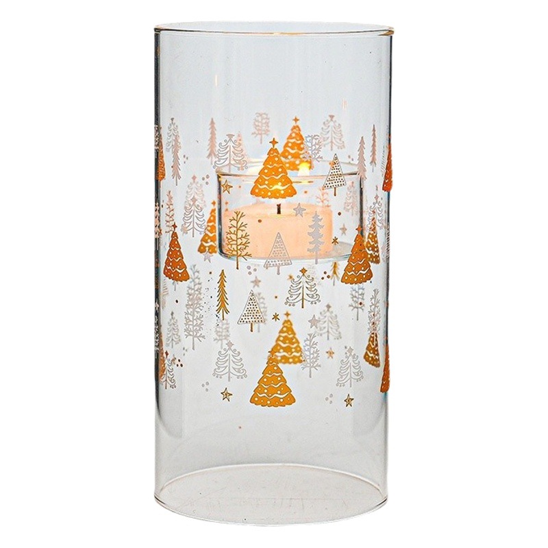 Directo DE FÁBRICA DE Navidad grande de vidrio candelabro vela cena decoración creativa de Navidad candelabro