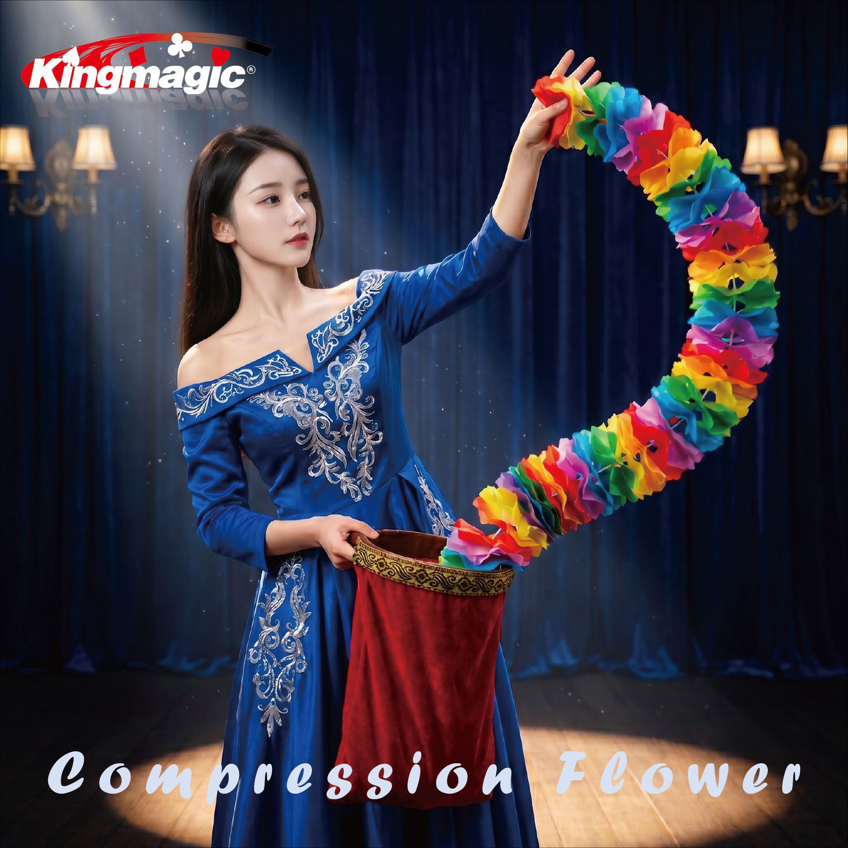 Lahua Round colorful garland Qiankun bag flower King Magic props…