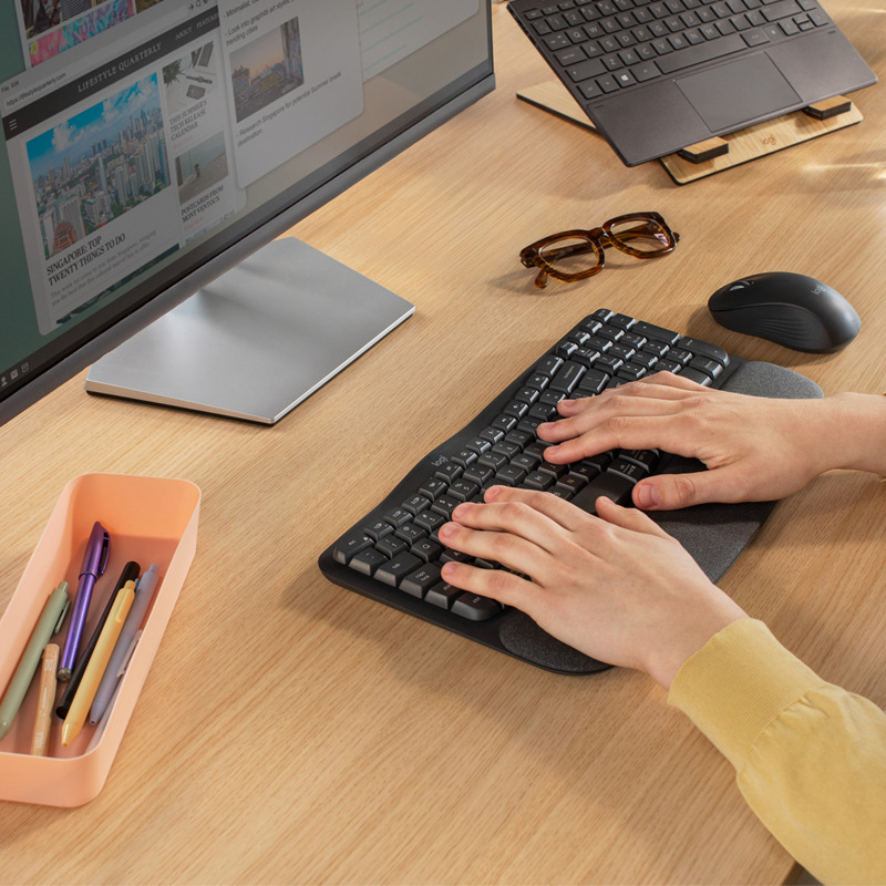 Logitech Ergonomic Series Wave Keys Commercial Edition Wireless Keyboard Laptop Keyboard Accessories Available