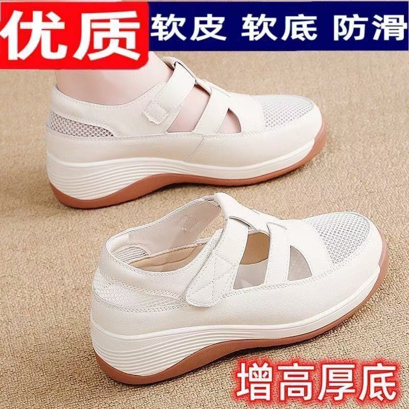 2026 verano nuevo hueco malla transpirable muffin velcro de fondo grueso sandalias romanas sandalias casuales