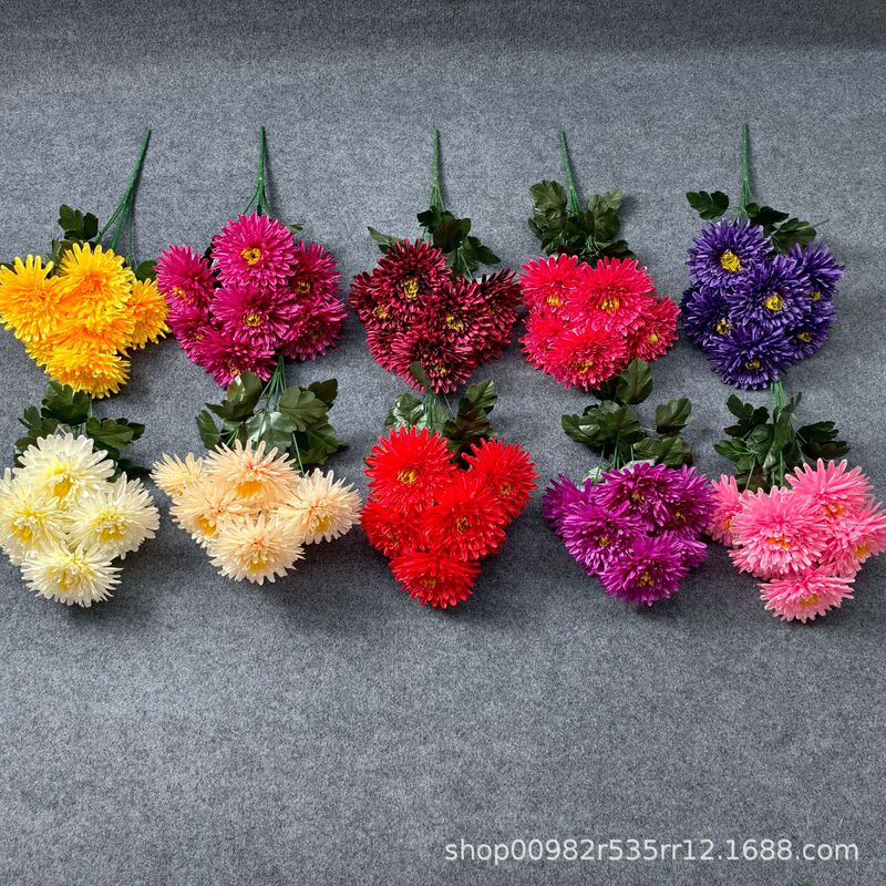 Cross-Border 7-Head Artificial Chrysanthemum for Qingming Festival Tomb-Sweeping Ceremony, Fake Flowers for Funeral Homes, Large Bouquet of Silk Chrysanthemums Wholesale Cross-Border 7-Head Artificial Chrysanthemum for Qingming Festival Tomb-Sweeping Ceremony, Fake Flowers for Funeral Homes, Large Bouquet of Silk Chrysanthemums Wholesale