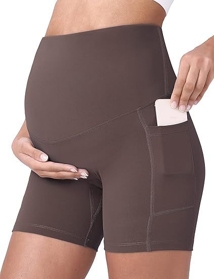 ヨーロッパとアメリカの越境販売向け、妊婦用ショートパンツ、ハイウエスト、スポーツ、腹部サポート、ヒップアップ、レギンス、ヨガパンツ、ポケット付き 5inchと8inch|undefined