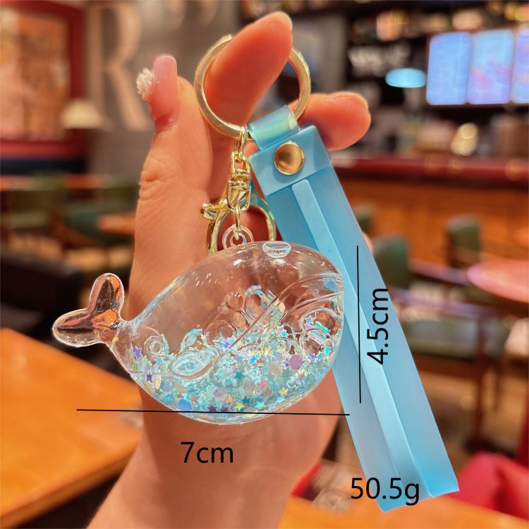 Creative Bubble Bead Whale Liquid Sand Bottle Cute Exquisite Backpack Pendant Keychain Small Gift_voghion.com
