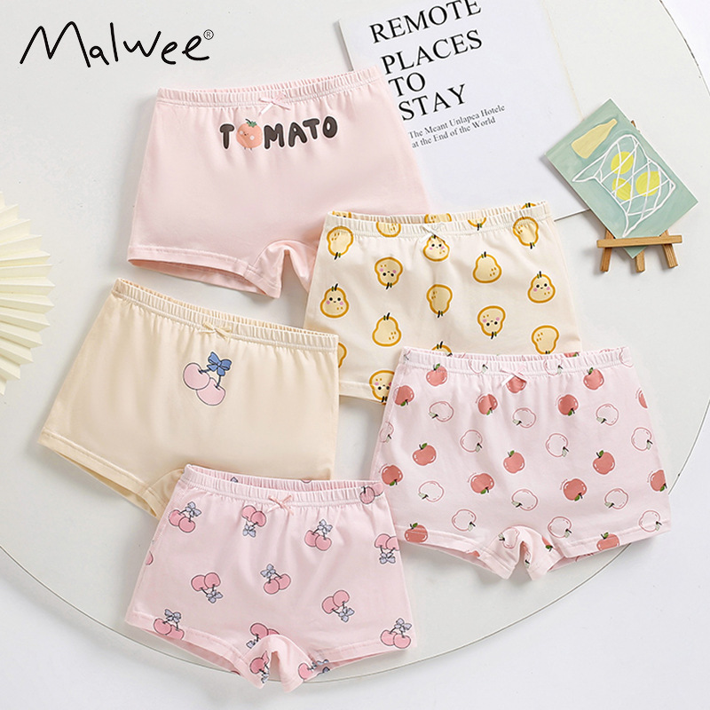 Malwee transfronterizo niñas calzoncillos de algodón europeo y americano de ángulo plano de clase A estudiantes de cuatro ángulos niñas calzoncillos transpirables