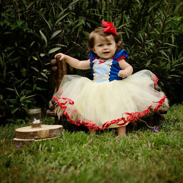 Vestido de Blancanieves Europeo y Americano, Vestido de Manga Corta para Niñas, Vestido para Actuaciones, Dropshipping para Niños Pequeños