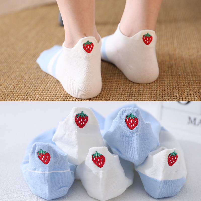 Short Socks Children's Spring and Autumn Thin Summer Strawberry Heel Embroidered Cotton Socks Shallow Mouth Low Top Short Tube Cute Japanese Boat Socks Short Socks Children's Spring and Autumn Thin Summer Strawberry Heel Embroidered Cotton Socks Shallow Mouth Low Top Short Tube Cute Japanese Boat Socks