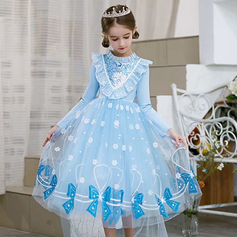 Девушки осень и зима новые ледяные шаржи принцесса Айша плюшевая толстая сетка юбка детская хэллоуин платье детская юбка