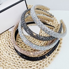 法式復古窄邊水晶鑲鑽發箍滿鑽閃亮潮流宴會派對頭箍時尚簡約髮飾