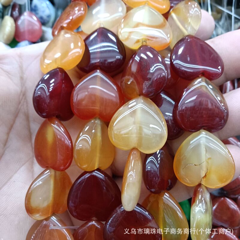 20 ミリメートル天然石クリスタル瑪瑙愛ピーチハート型 diy ジュエリーネックレスペンダントアクセサリー半完成ストレート穴|undefined