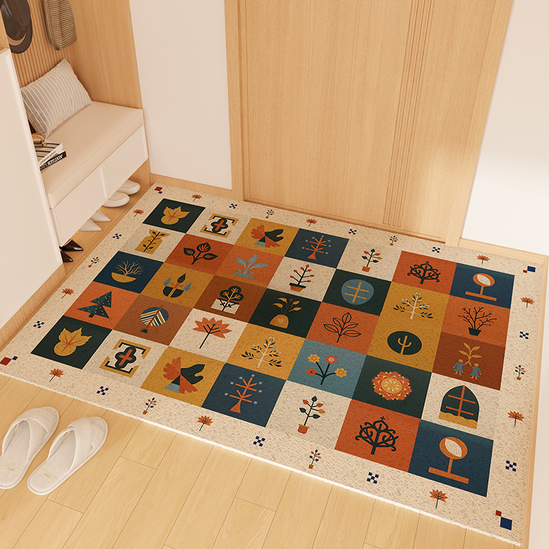 Cartoon Dopamine Entryway Doormat Silk Loop Foot Cuttable Entrance Shoe Changing Area Dust Removal Dirt Wiping Non-Slip_voghion.com