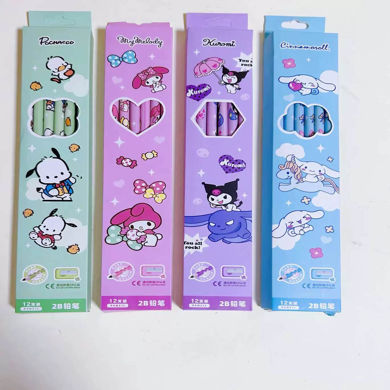 Карандаши Sanrio 12 шт в盒ке Kuromi cinnamon dog деревянные карандаши для школьников, художественные карандаши, пишущие ручки HB