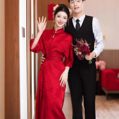 新中国式敬酒服花嫁2025新型チャイナドレス婚約ドレススカート女性レトロ結婚朝服日常着られる