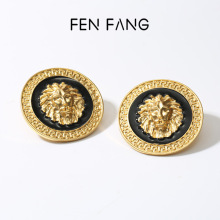 欧美浮雕狮子头耳环时尚夸张小众ins巴洛克耳钉女轻奢高级感耳饰