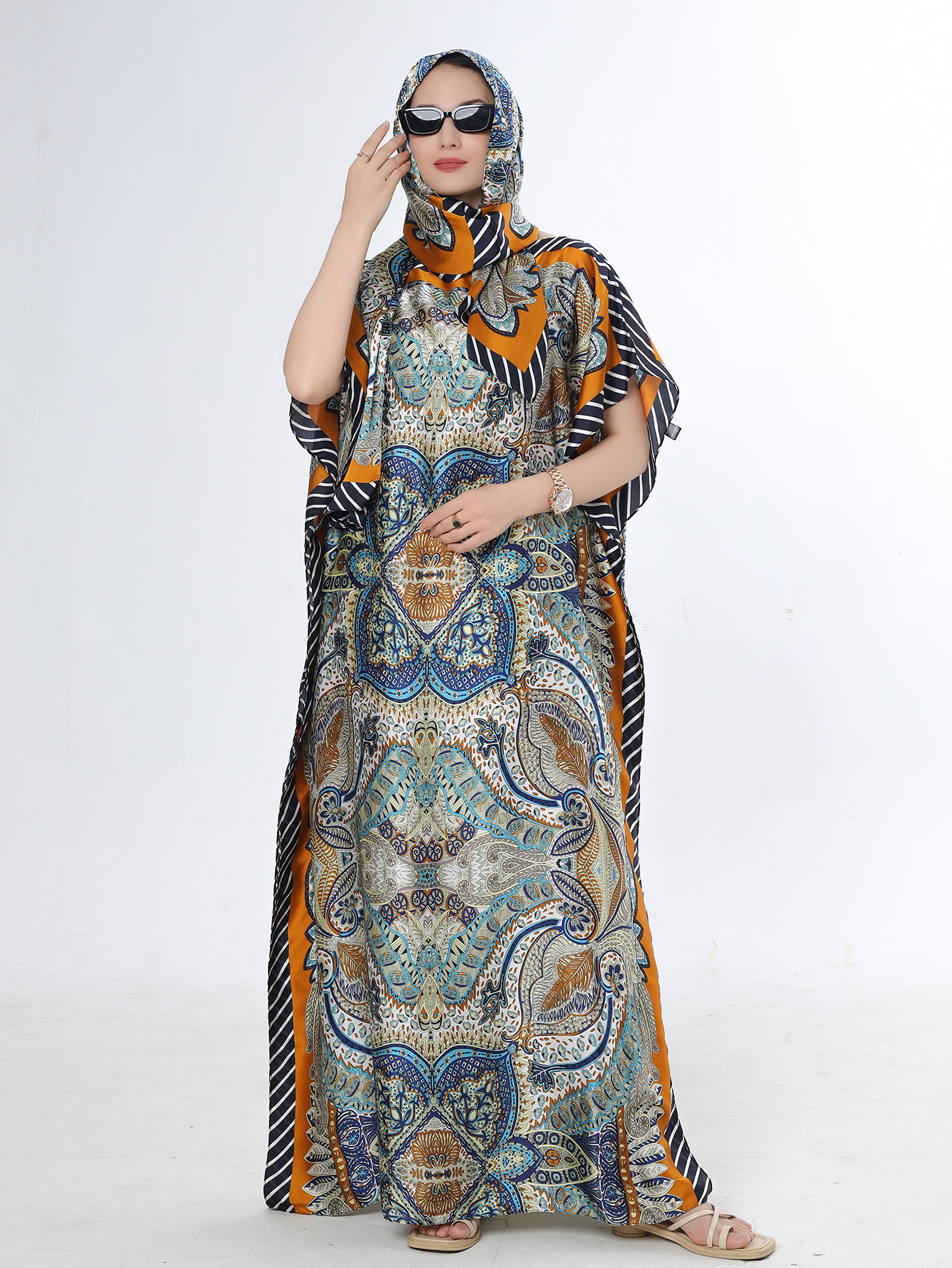 2025 primavera y verano nuevo Amazon venta rápida ropa malaya camisa de arena imitación seda brocado ropa de protección solar de vacaciones de playa