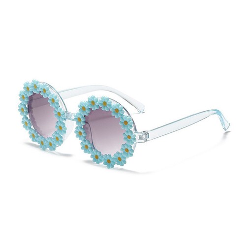 New Little Daisy Children's Sunglasses Round Frame Cute Flower Shape Beach Glasses Girls Photo Photo Trendy Sunglasses