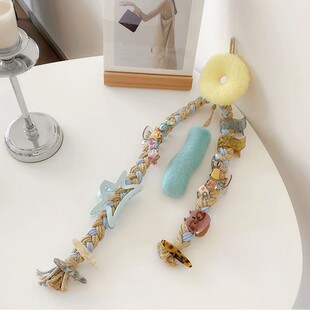 Storage artifact! Cartoon donut braided hair clip lanyard fashion clip wall display high sense decoration