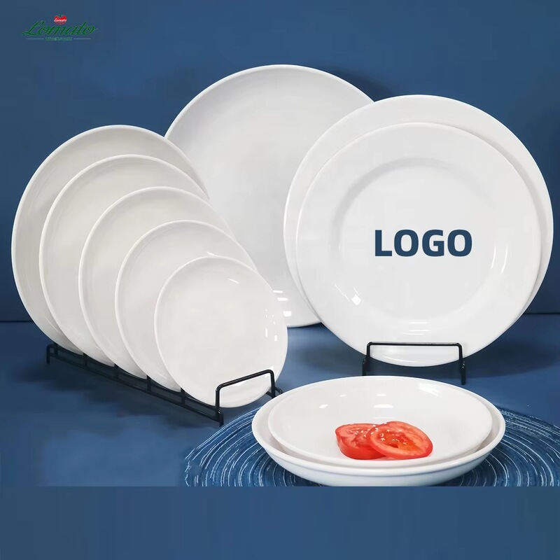 Factory direct delivery of simple modern white melamine round sushi plates in bulk for weddings, restaurants, and hotels