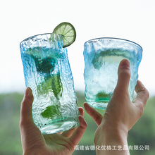 网红ins风树纹杯冰川杯高颜值水杯玻璃杯女夏季果汁杯子家用茶杯