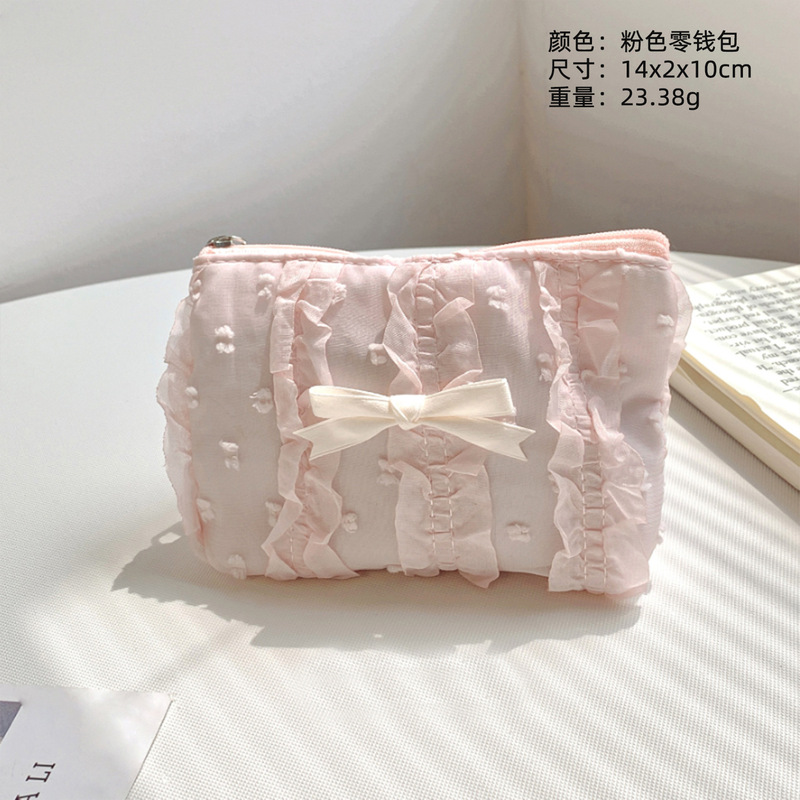 韓国風インス風リボン付きハンドバッグ、外出用収納、旅行用小型化粧ポーチ、口紅、イヤホン、小銭入れ|undefined