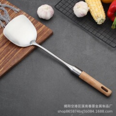 厂家直供酒店后厨用品不锈钢锅铲 食堂家用厨具烹饪木柄炒菜铲子