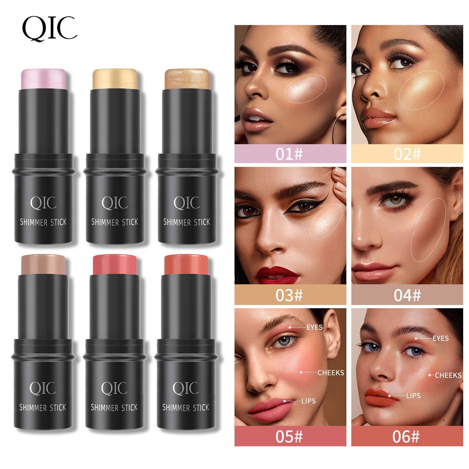 QIC-Multifunktions-Stiftprofil, Highlight-Schatten-Puder-Rouge-Stick-Make-up_voghion.com