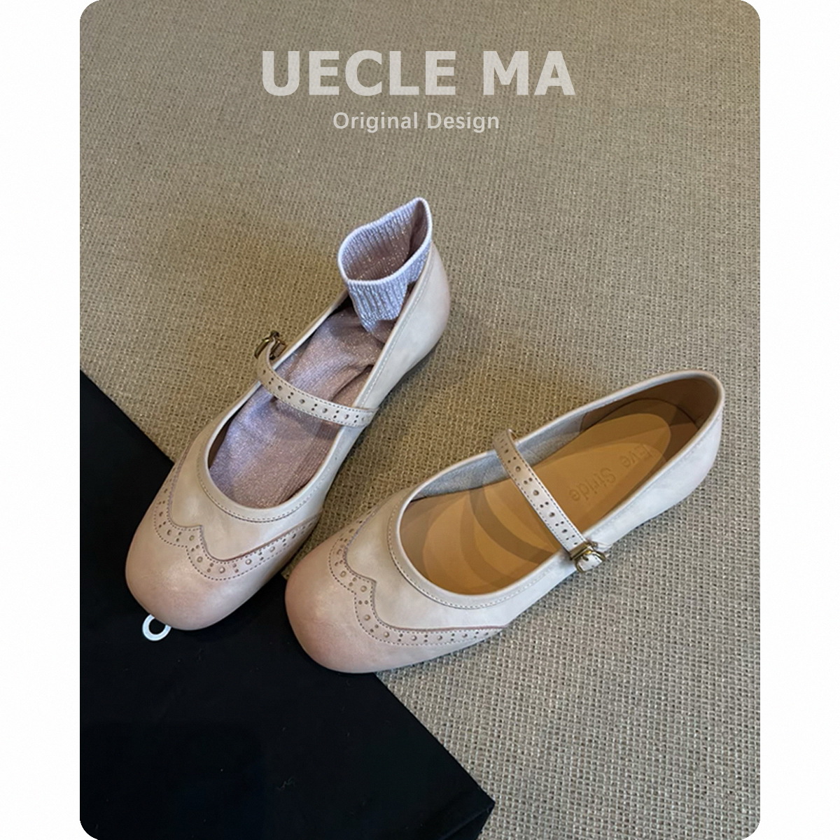 Piero de vaca ~ cuero francés zapatos de mujer nuevos zapatos de ballet con falda retrógrada universal zapatos de tallado marigen