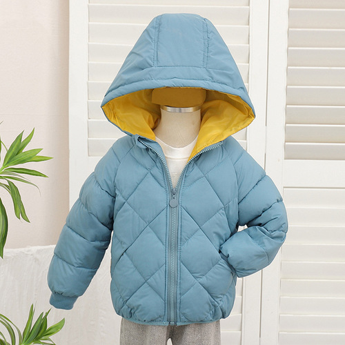 Autumn and winter children's cotton-padded coats, men's and women's babies' thickened hooded coats, Korean style down-padded coats for small and medium-sized children, short children's clothing