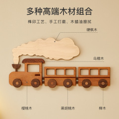 实木挂钩入户门玄关可爱创意卡通儿童房墙壁挂衣架衣帽架免打孔
