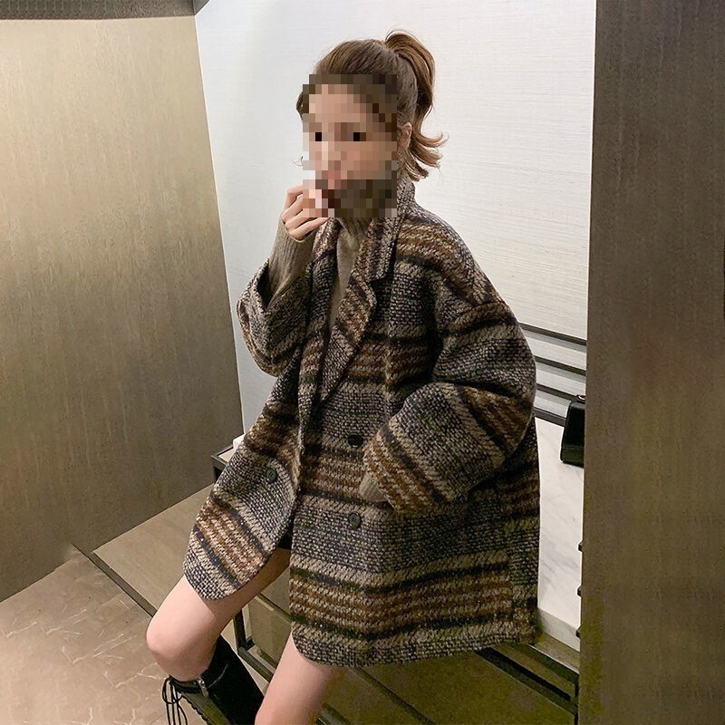 Plaid Mid-Length Thickened Women's 2025 Spring New Style Chanel-Inspired High-End Loose Woolen Coat Blazer for Women Plaid Mid-Length Thickened Women's 2025 Spring New Style Chanel-Inspired High-End Loose Woolen Coat Blazer for Women