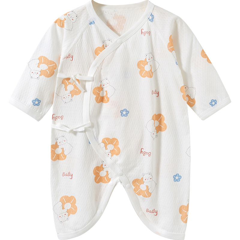 Ropa de verano para bebé recién nacido, de algodón puro, estilo fino, mono de manga larga con diseño de mariposa.
