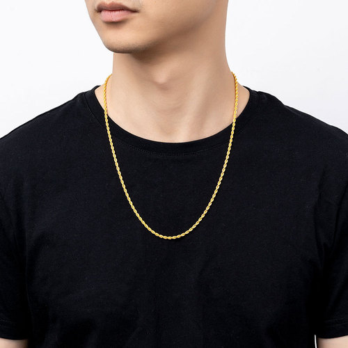 Cross-border European and American personalized men's necklace 3MM twist chain hip-hop trend chain necklace foreign trade twisted rope chain