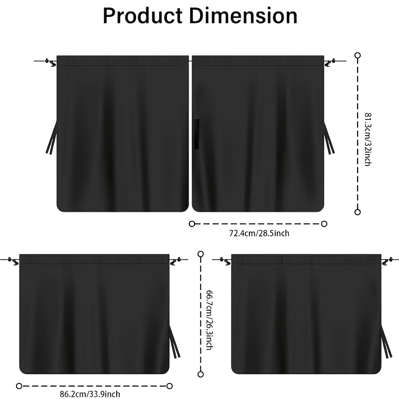 Car sunshade curtain, rear privacy curtain, car window curtain, interior partition curtain for front and rear seats, blackout curtain