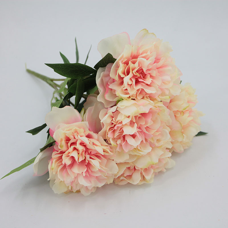 Artificial grande 5-cabeza Peony Flower Home Dress Up falso flor de la boda de tiro de la flor de seda chino peonía mango paquete al por mayor