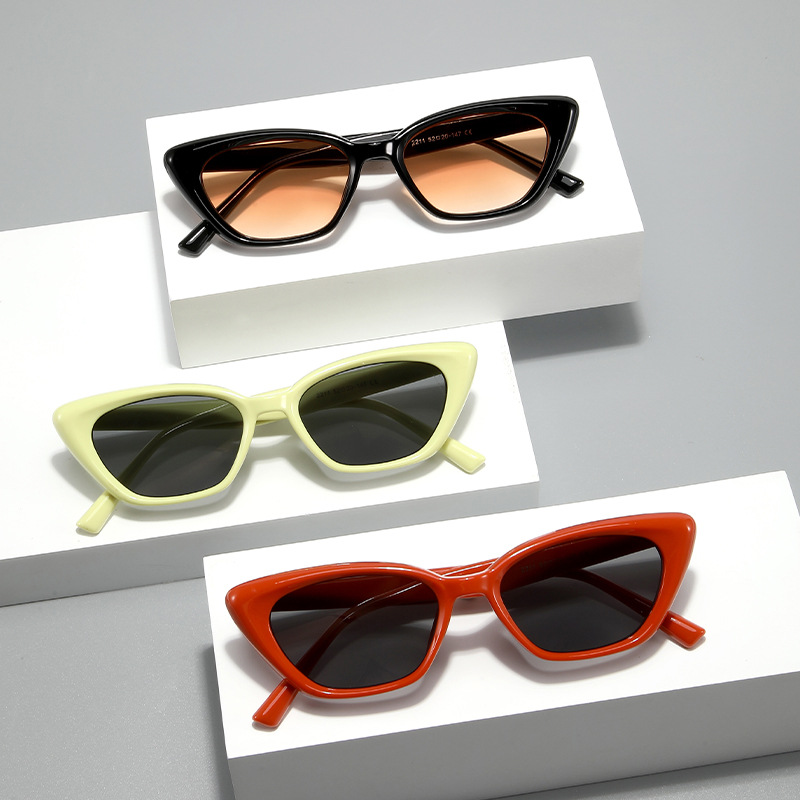 Estilo coreano GM cara pequeña gafas de sol de alta calidad a prueba de sol de verano celebridad de Internet cara redonda triángulo ojo de gato gafas de sol retro de moda de las mujeres image 6
