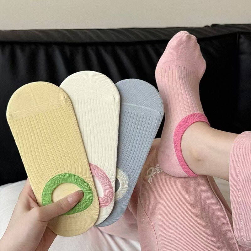 Women's Socks for Spring and Summer, Thin and Breathable Pure Cotton Boat Socks, Trendy Non-Slip Low-Cut Invisible Short Socks for Summer