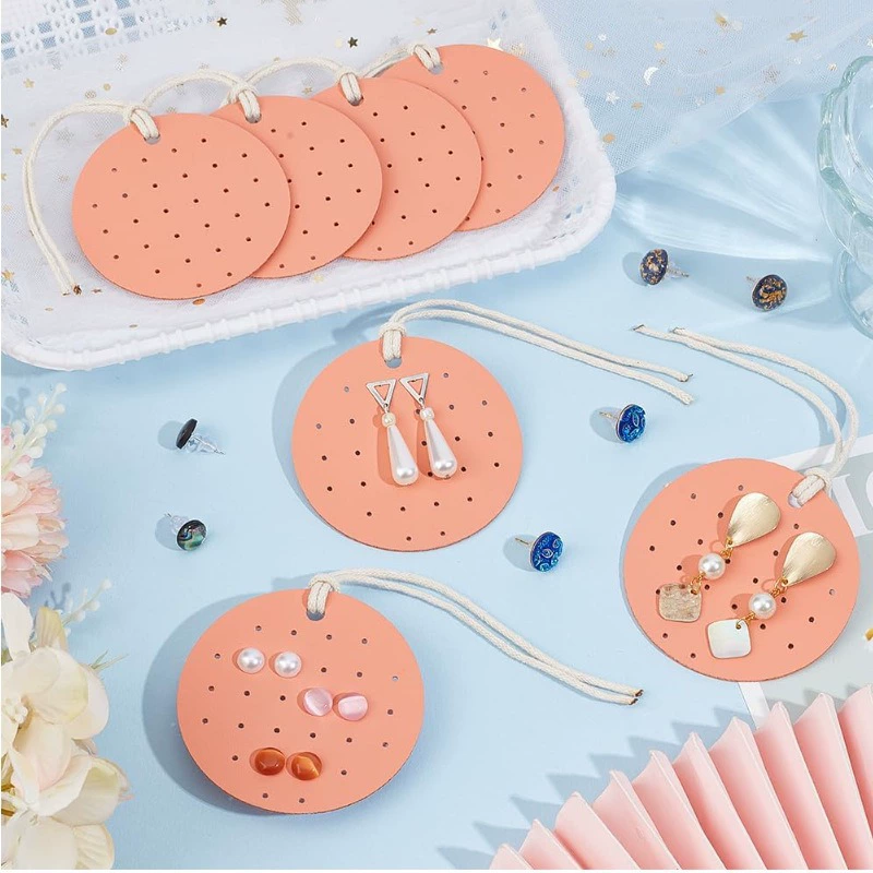 Пятно мода кожаные круглые наушники рамы путешествия портативные серьги рамы для хранения серьги ювелирные украшения стойка