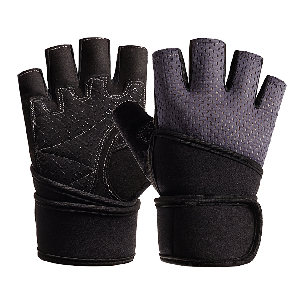 Fitness guantes de medio dedo equipo de entrenamiento para hombres Deportes pulsera alargada barra horizontal de mujer pull-up antideslizante transpirable resistente al desgaste