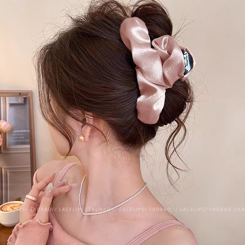 [pink] satin pleated gripper about 13cm