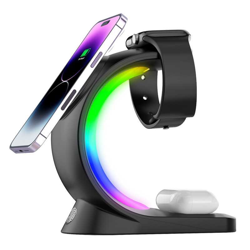 Caricabatterie wireless magnetico 4 in 1 per iPhone, AirPods, Orologio - Foto 8 di 9