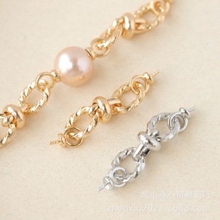 Color-preserving copper gold-plated exaggerated twist oval ring sticky bead connector necklace bracelet DIY handmade accessories