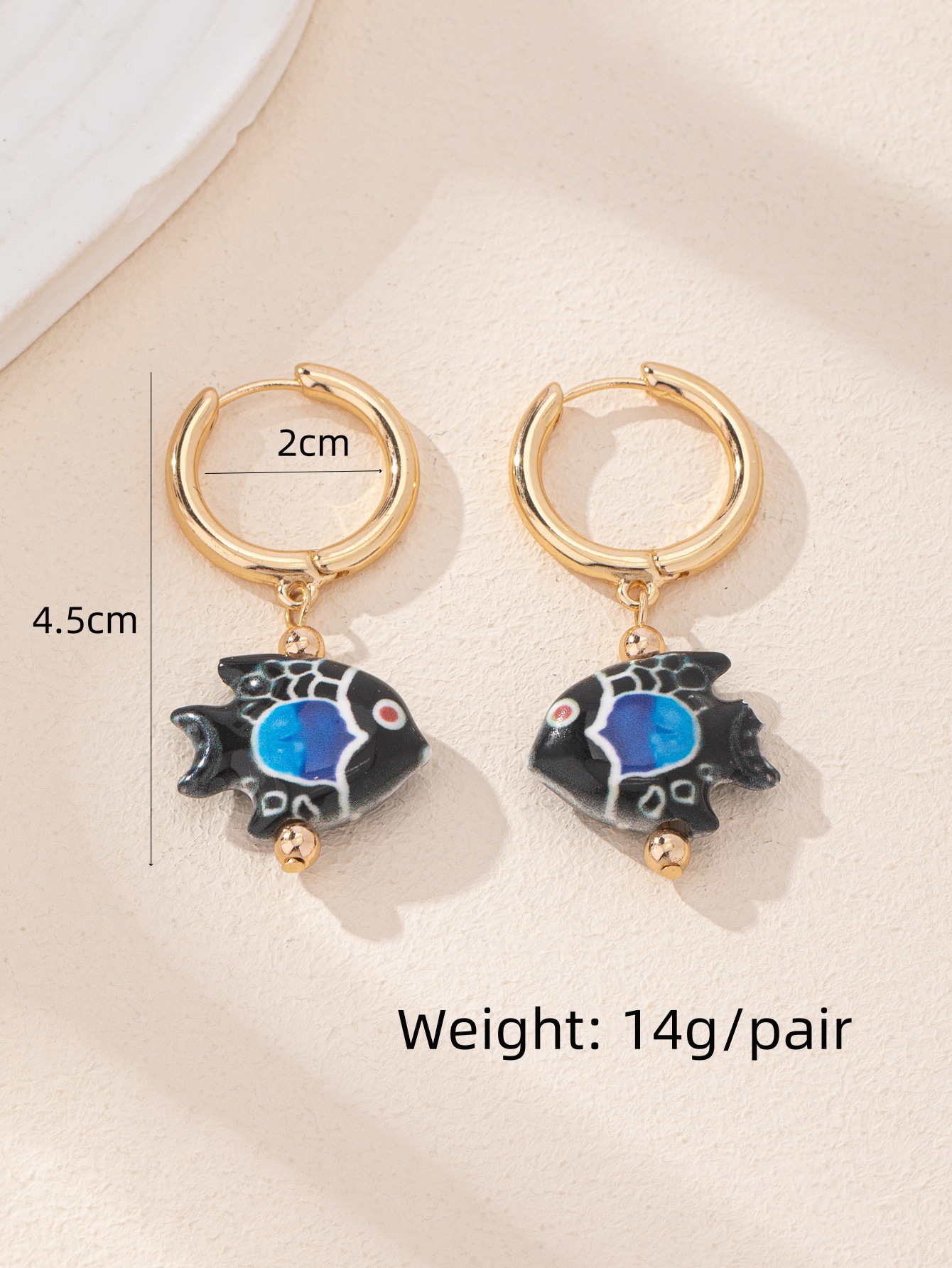 1 Pair Fish Cute Ceramics Drop Earrings display picture 2
