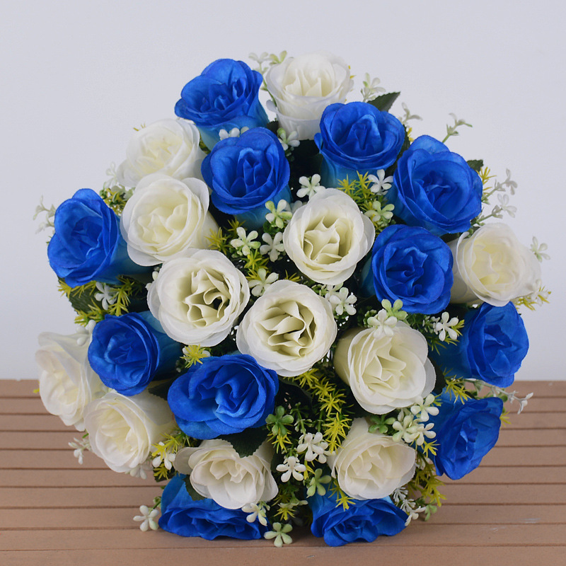 Ramos de rosas artificiales de seda (flores secas), para decoración de bodas (sendero), hogar, mesas o centros de mesa.