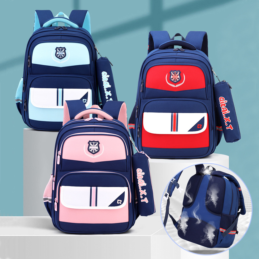 Mochila escolar de estilo británico para niñas de 3.º a 6.º grado, ultraligera y que reduce la carga, mochila ligera para estudiantes de primaria, mochila infantil de doble correa.