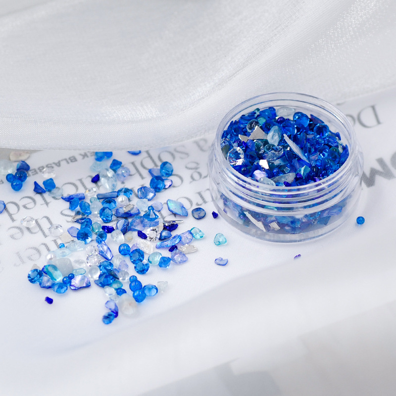 Blue Material Bag Nail Jewelry Ins New Cyber Celebrity Gravel Bead Storm Shell Nail Jewelry