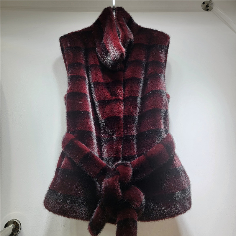 cálido visón moda versátil chaleco mujer viejo estilo retrógrado chaleco de piel verde joven nuevo