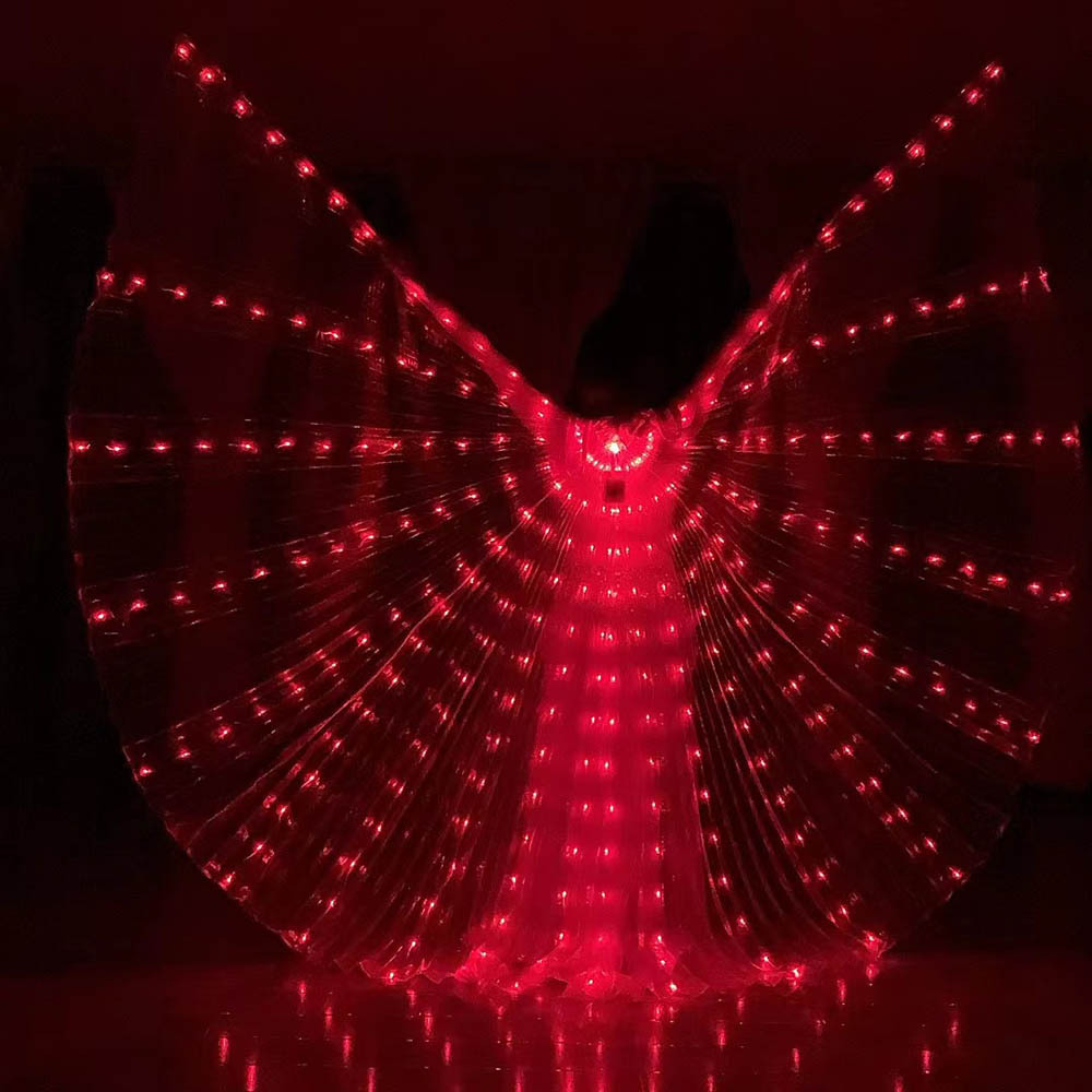 Alas luminosas LED para danza del vientre, alas de mariposa doradas, capa, accesorio para espectáculos de Halloween/Navidad, disfraz para fiestas