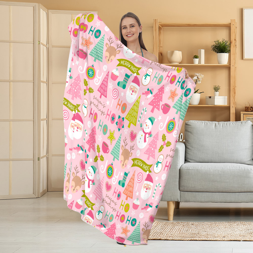 Manta de Franela Festiva con Estampado Navideño, Manta para Siesta, Manta para Aire Acondicionado, Manta Gruesa para Sofá, Manta para Dormitorio
