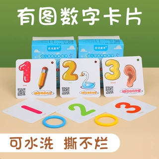 儿童数字卡片1到100幼儿园宝宝启蒙识数0-10早教认知卡撕不烂塑料